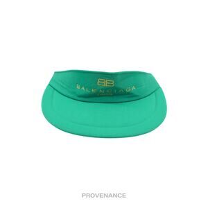 🔴 Balenciaga BB Logo Embroidered Visor - Green Vintage NOS